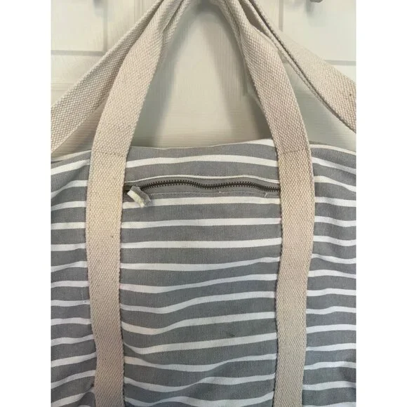 Know Supply Blue Striped Cotton Canvas Weekender Duffle Bag - Picture 2 of 10